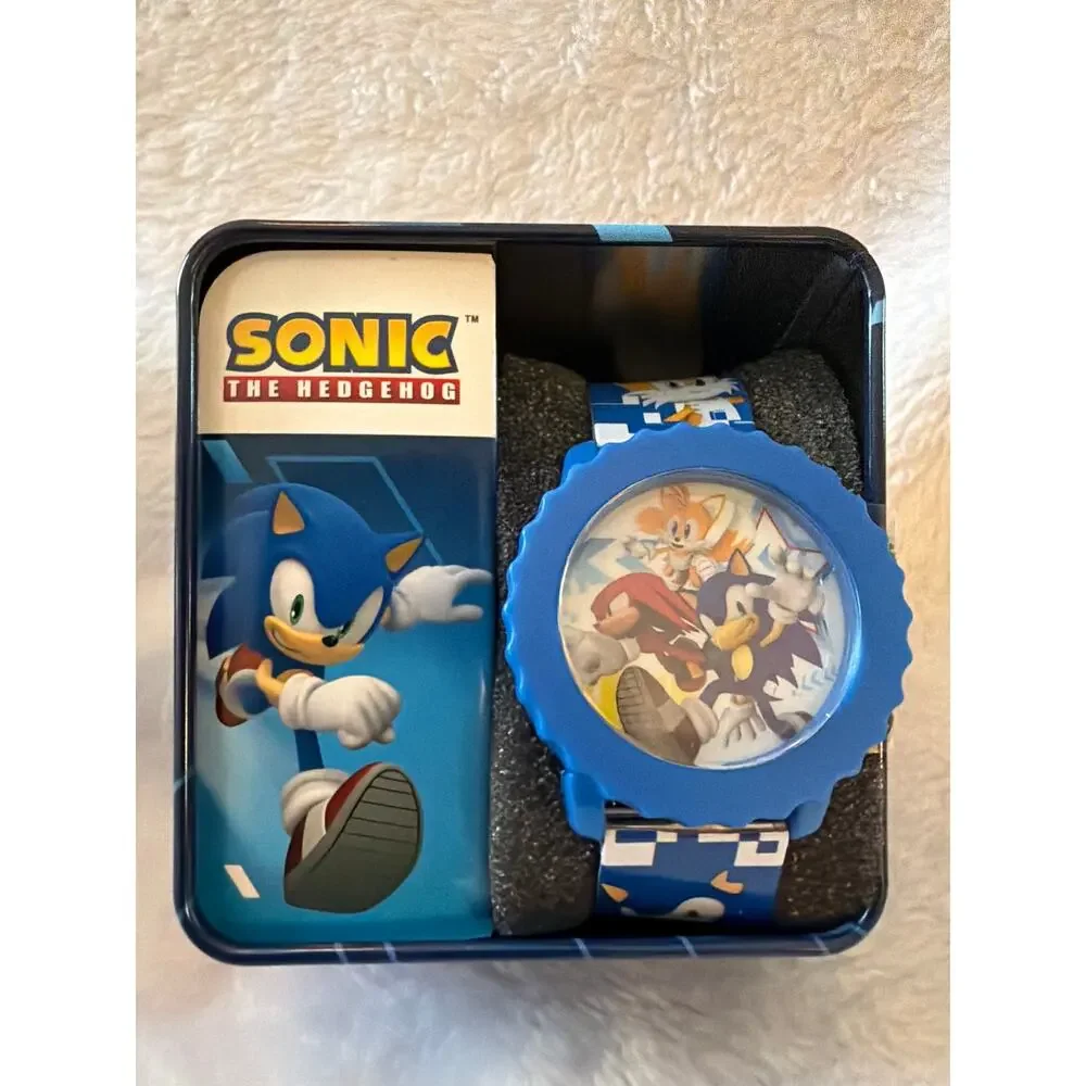 Accutime Sonic The Hedgehog Kids Flashing LCD Digital Watch Blue w/ Tin NEW